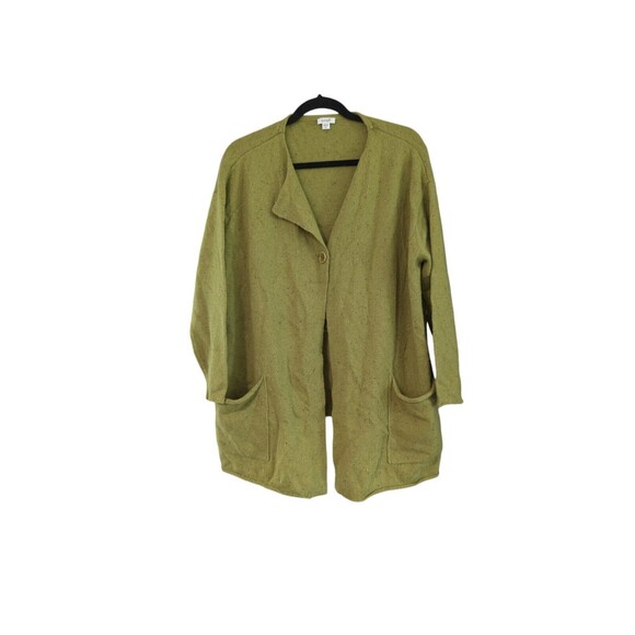 PURE JILL Women's Single Button Cardigan Sweater Pea Green with Flecks sz S - Picture 1 of 3